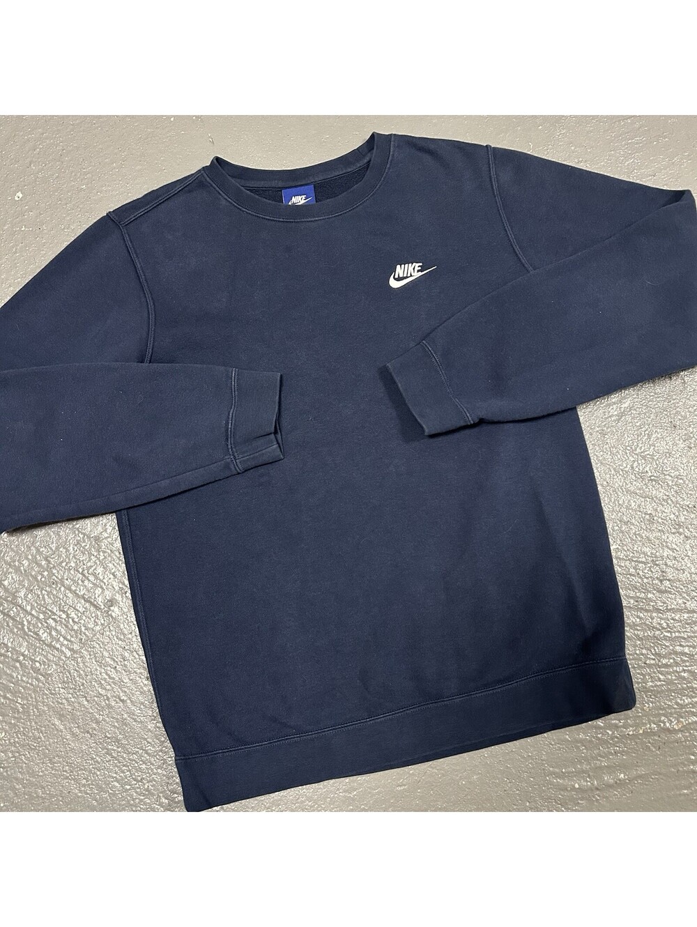 Nike Logo Mens Crewneck Sweatshirt Navy Blue Size Small